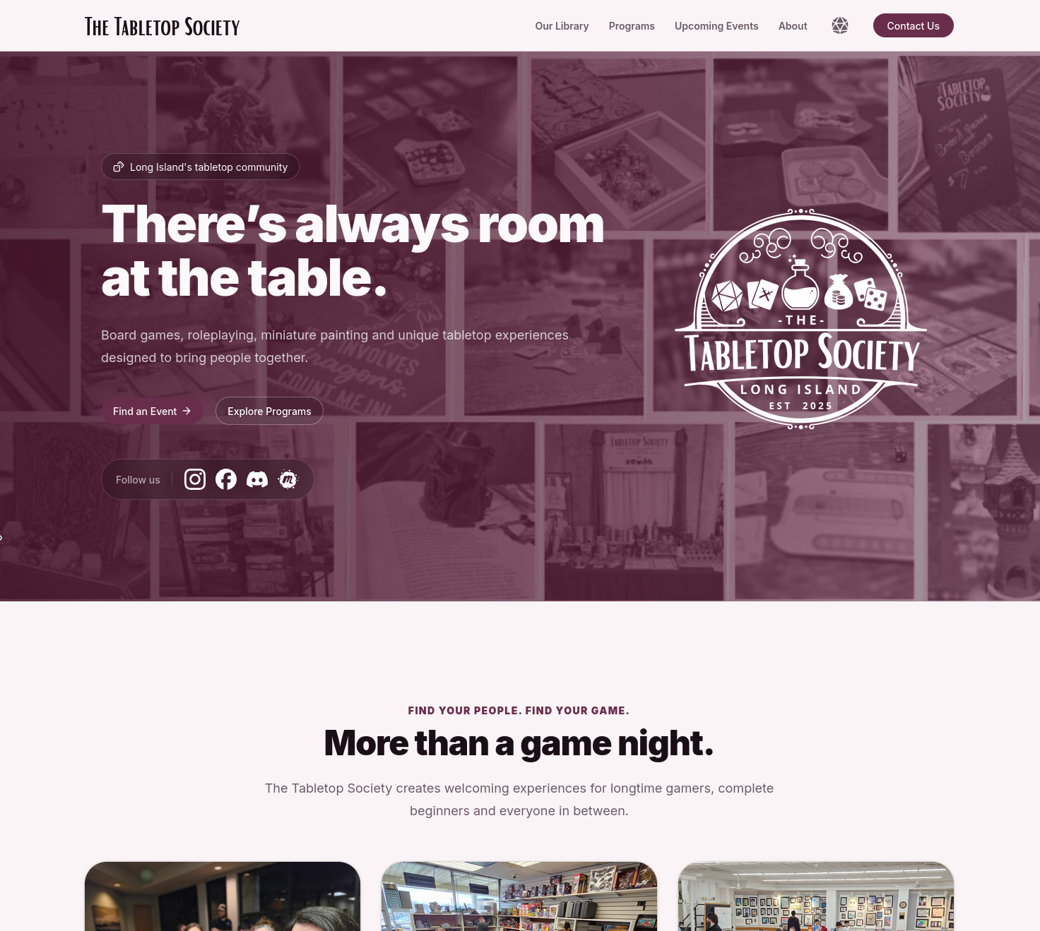 The Tabletop Society public website
